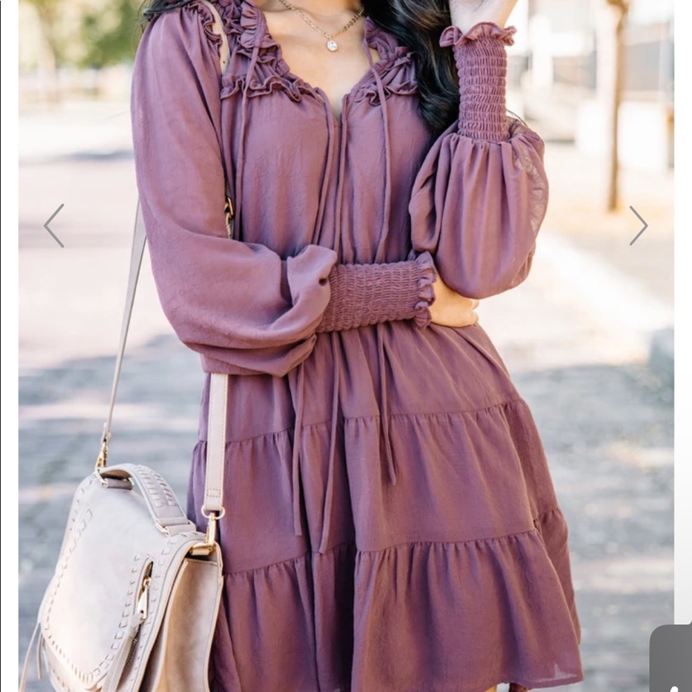 On The Up And Up Mauve Pink Tiered Dress
